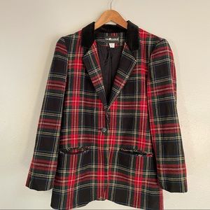 VTG Sag Harbor Petite tartan plaid one-button Scottish style blazer, women’s 6P